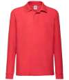 SS45B 632010 Fruit of the Loom Kids Long Sleeve Poly/Cotton Piqué Polo Shirt Red colour image
